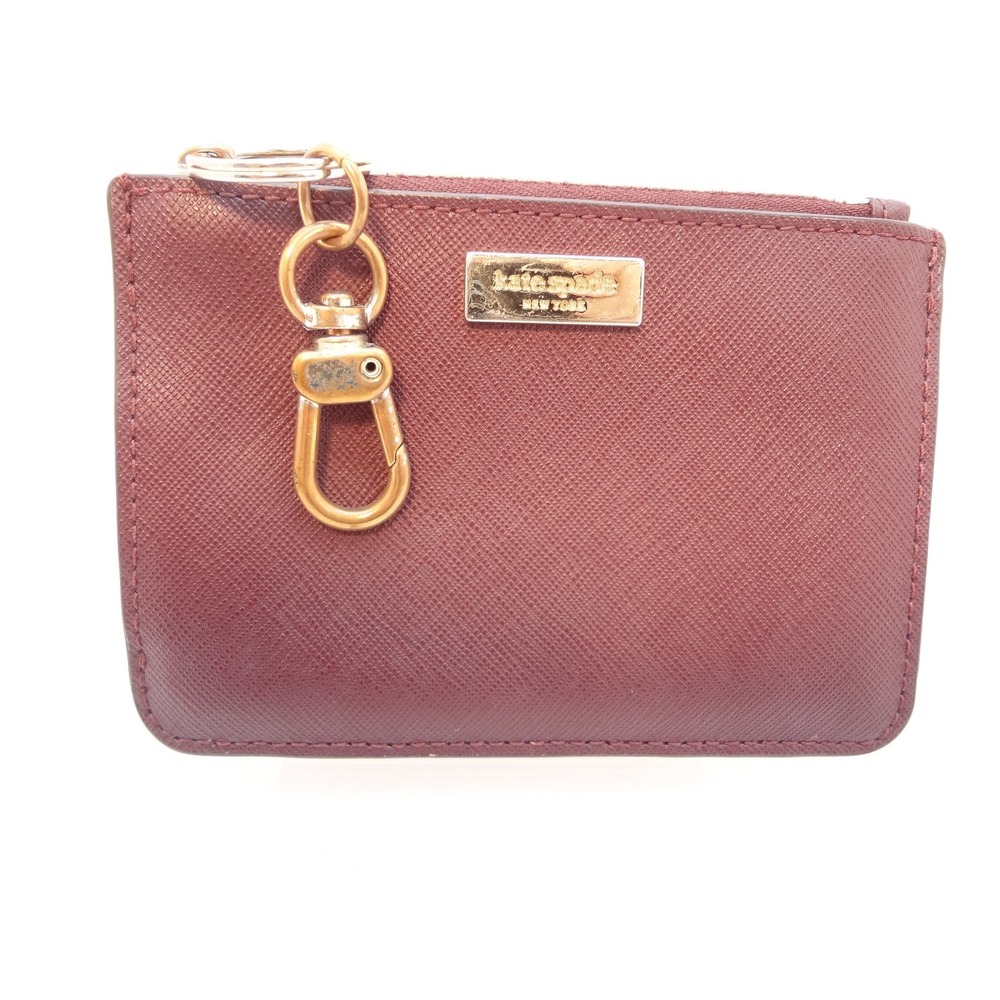 Kate Spade Card‎ Holder Womens Burgundy Good Saffiano Leather Zip Coin Purse